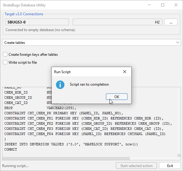 Script ran to completion